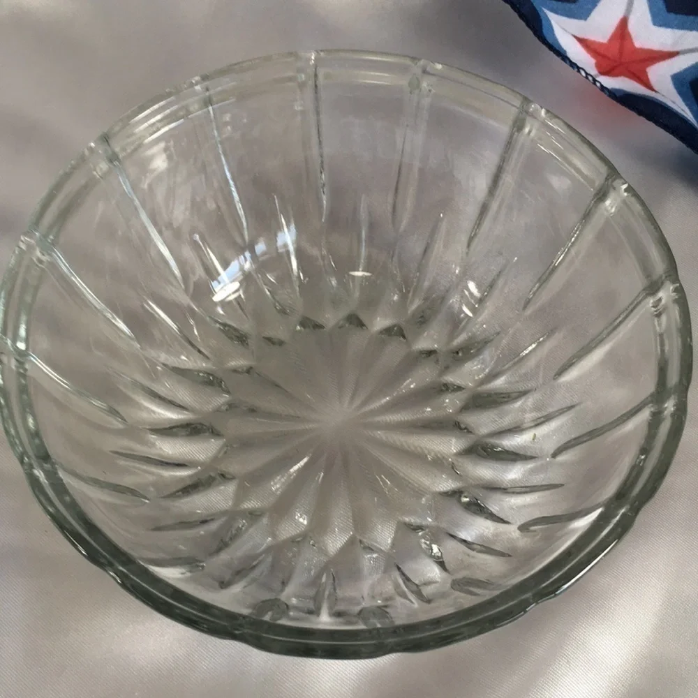 Vintage Clear Cut Glass Covered Candy Dish | Starburst Ribbed Lidded Bowl